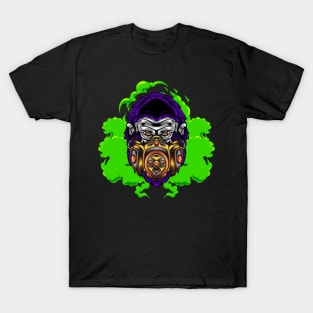 Gorilla with Gas Mask Illustration T-Shirt